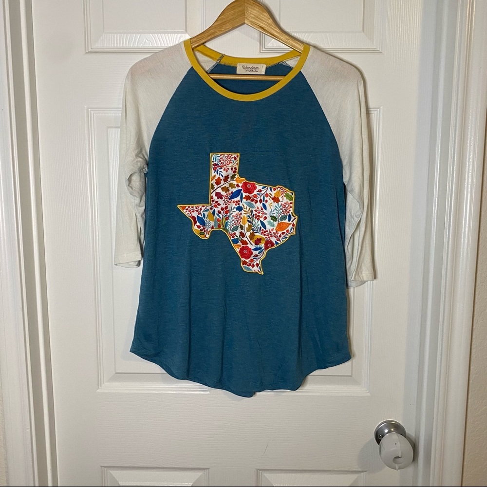 Wanderer by Southern Grace womens baseball style Texas tee